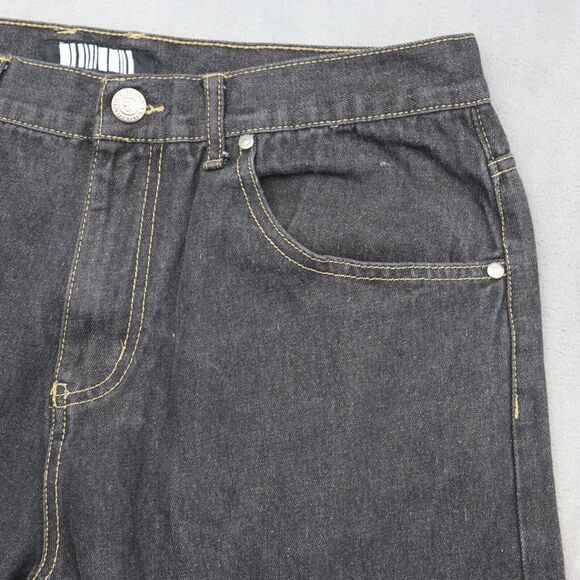 Code One Pants Mens 36 Black High Rise Flat Front Dark Wash Denim Jeans - Picture 11 of 16